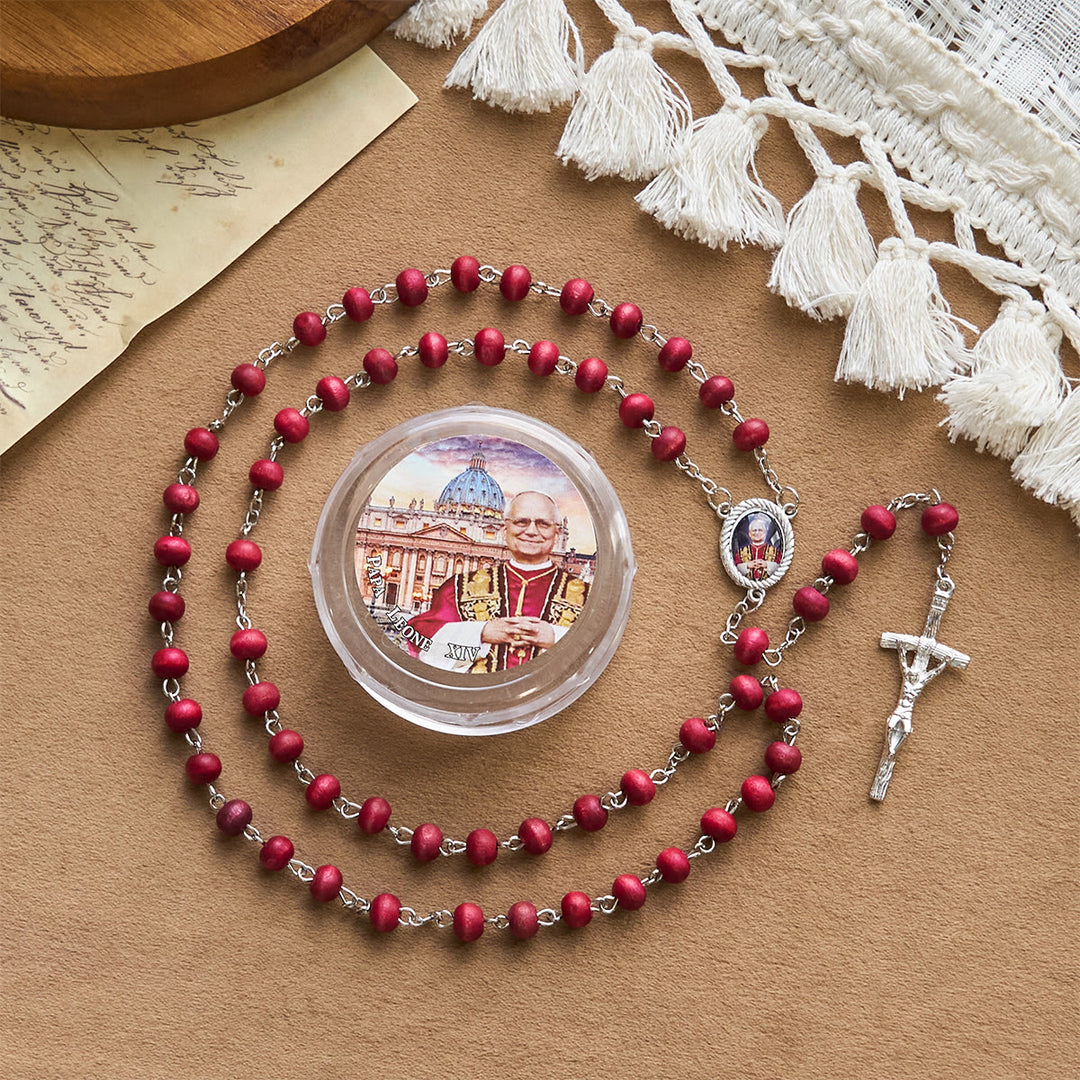 Christianartworkshop Pope Leo XIV Red Wood Beads Rosary Commemorating: A Spiritual Treasure