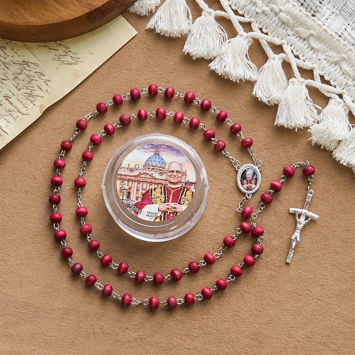 Christianartworkshop Pope Leo XIV Red Wood Beads Rosary Commemorating: A Spiritual Treasure