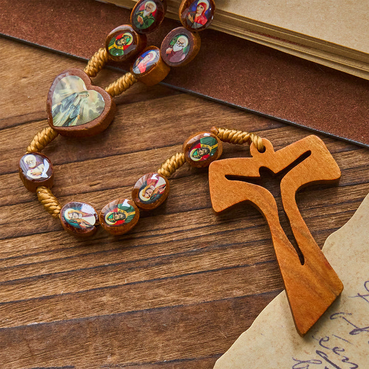 FREE Today: Wooden Saint Medal Beads with Franciscan Tau Cross Rosary: A Timeless Heirloom