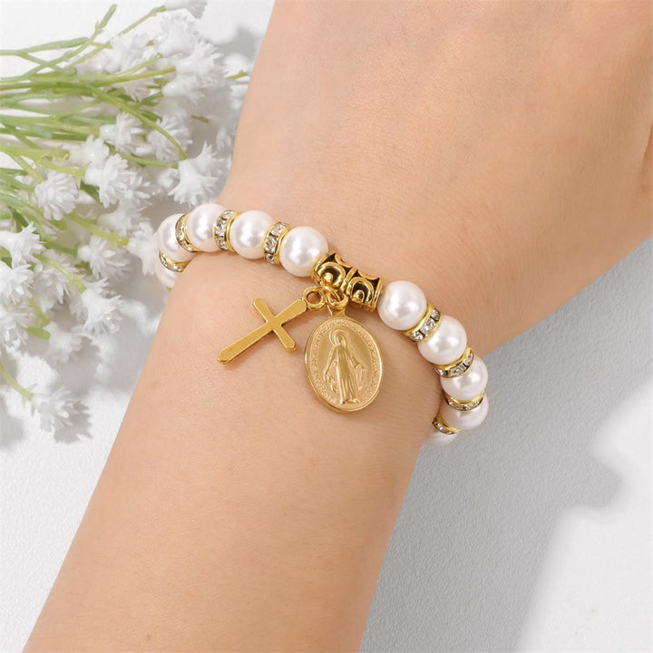 FREE Today: Elegant Miraculous Medal White Bracelet with Bible Verse Gift Card