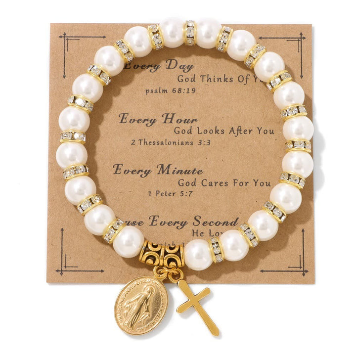 FREE Today: Elegant Miraculous Medal White Bracelet with Bible Verse Gift Card