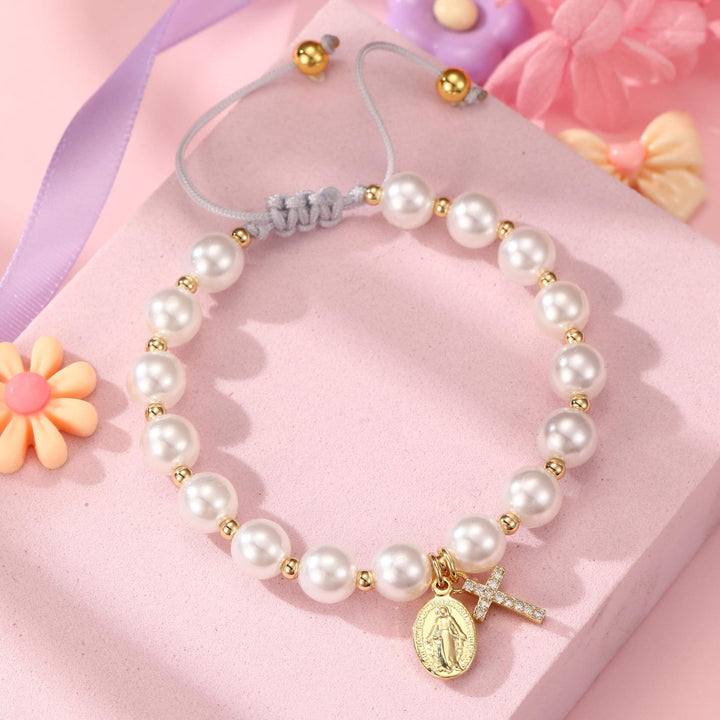 FREE Today: Elegant Miraculous Medal White Bracelet with Bible Verse Gift Card