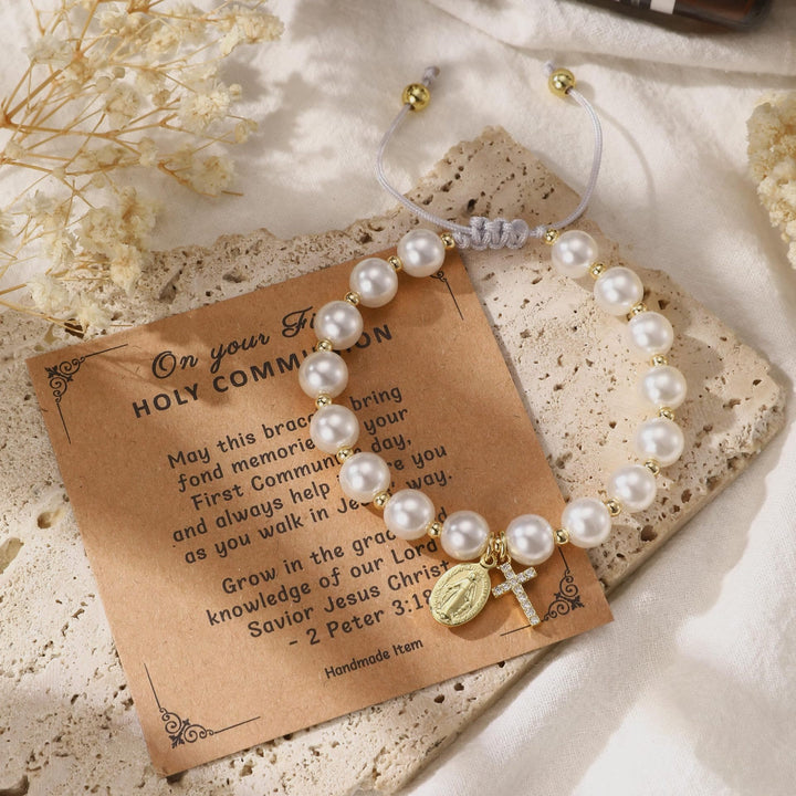 FREE Today: Elegant Miraculous Medal White Bracelet with Bible Verse Gift Card