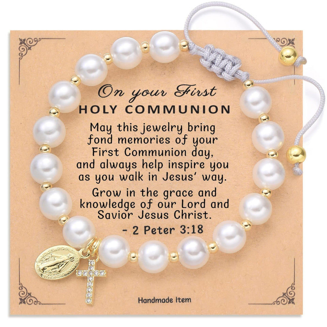 FREE Today: Elegant Miraculous Medal White Bracelet with Bible Verse Gift Card