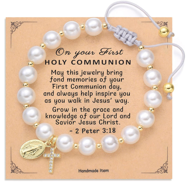 FREE Today: Elegant Miraculous Medal White Bracelet with Bible Verse Gift Card