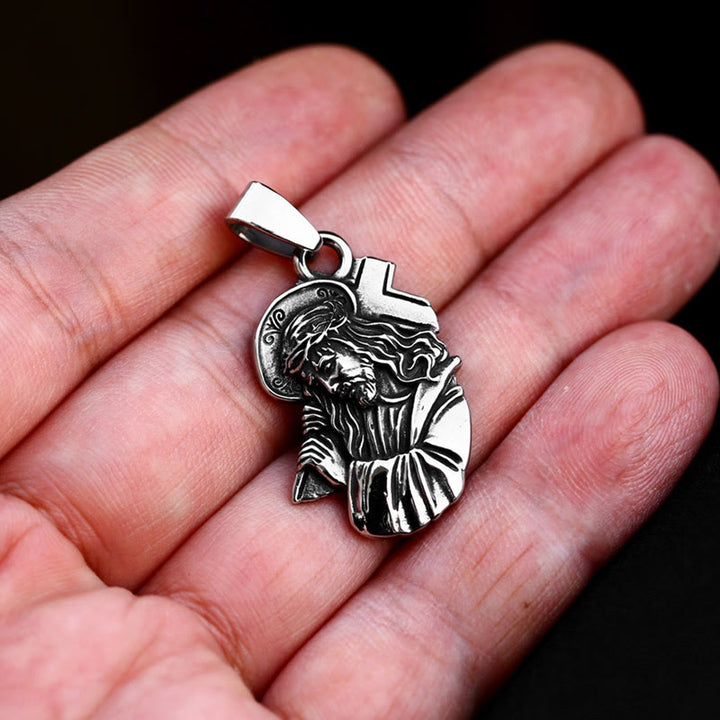 Christianartworkshop Classic Jesus with Crown of Thorns Cross Pendant Necklace: Soul Meets Blessing - image 4