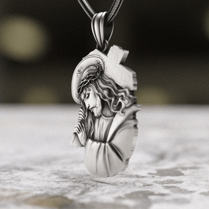 Christianartworkshop Classic Jesus with Crown of Thorns Cross Pendant Necklace: Soul Meets Blessing - image 5