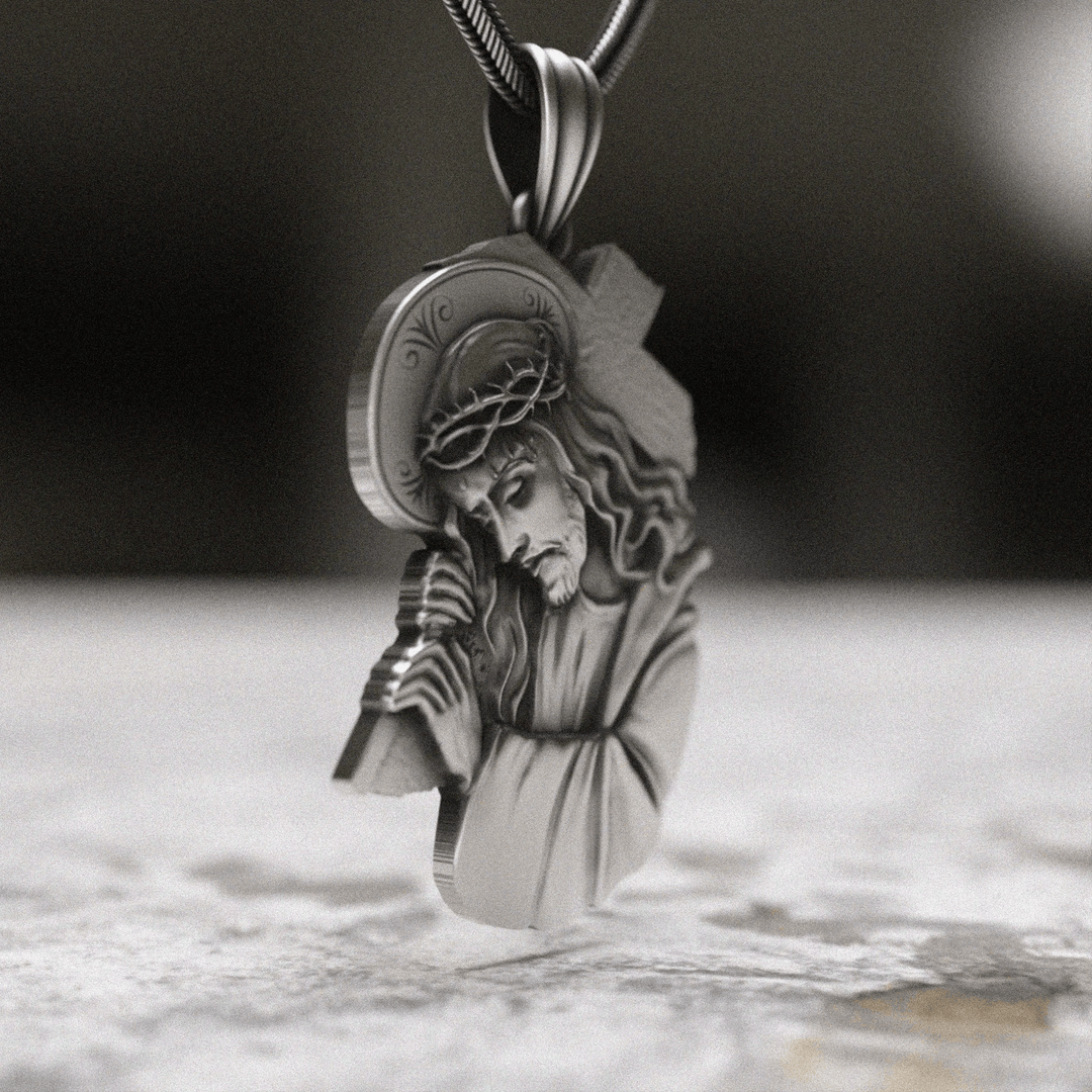 Christianartworkshop Classic Jesus with Crown of Thorns Cross Pendant Necklace: Soul Meets Blessing - image 6