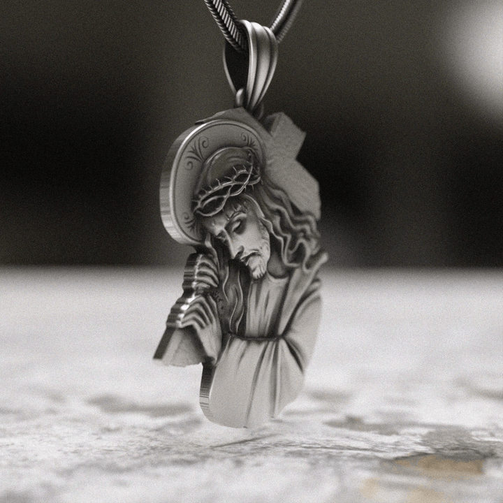 Christianartworkshop Classic Jesus with Crown of Thorns Cross Pendant Necklace: Soul Meets Blessing - image 6