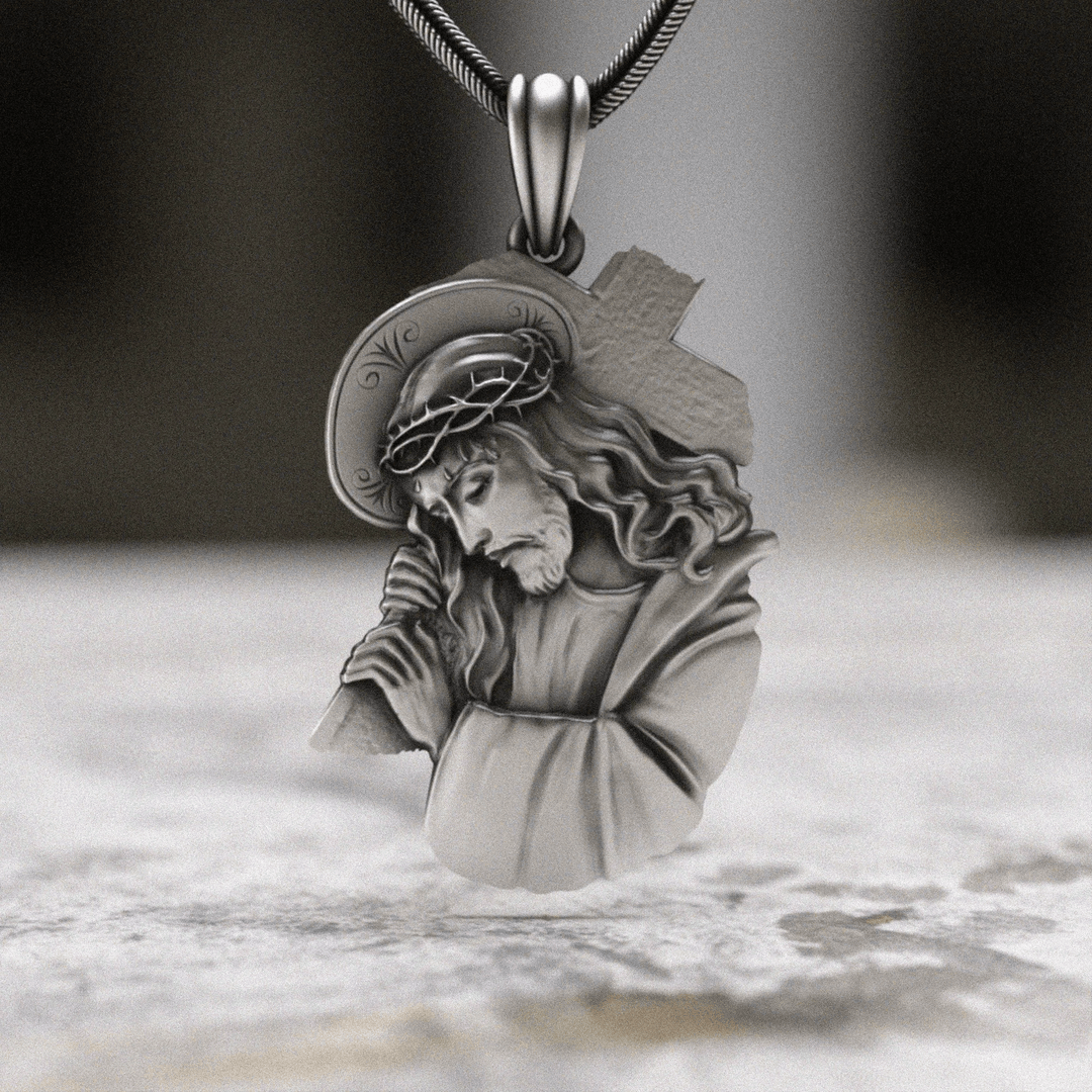 Christianartworkshop Classic Jesus with Crown of Thorns Cross Pendant Necklace: Soul Meets Blessing - Jesus - image 1