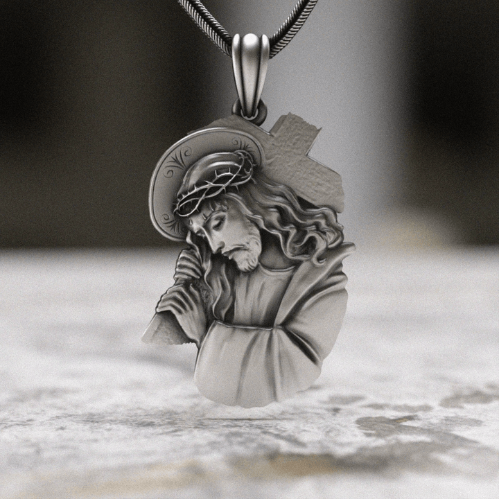 Christianartworkshop Classic Jesus with Crown of Thorns Cross Pendant Necklace: Soul Meets Blessing - Jesus - image 1
