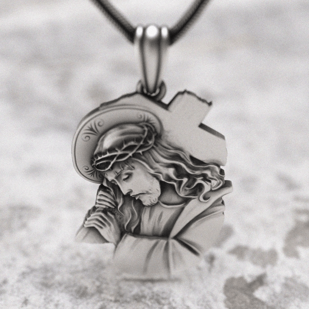 Christianartworkshop Classic Jesus with Crown of Thorns Cross Pendant Necklace: Soul Meets Blessing - image 7