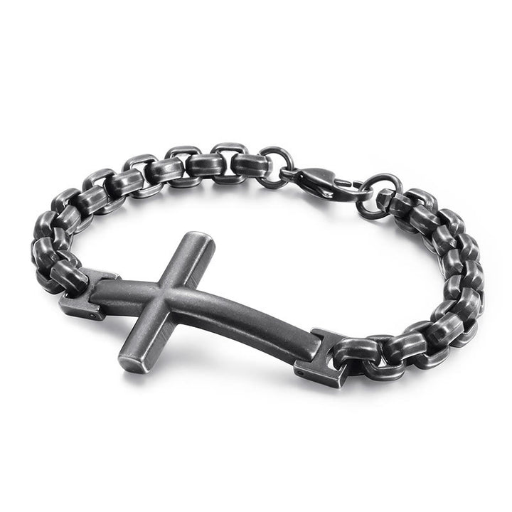 FREE Today: Multicolor Minimalist Cross Bracelet with Sleek Lines and Faithful Soul - Grey - image 0