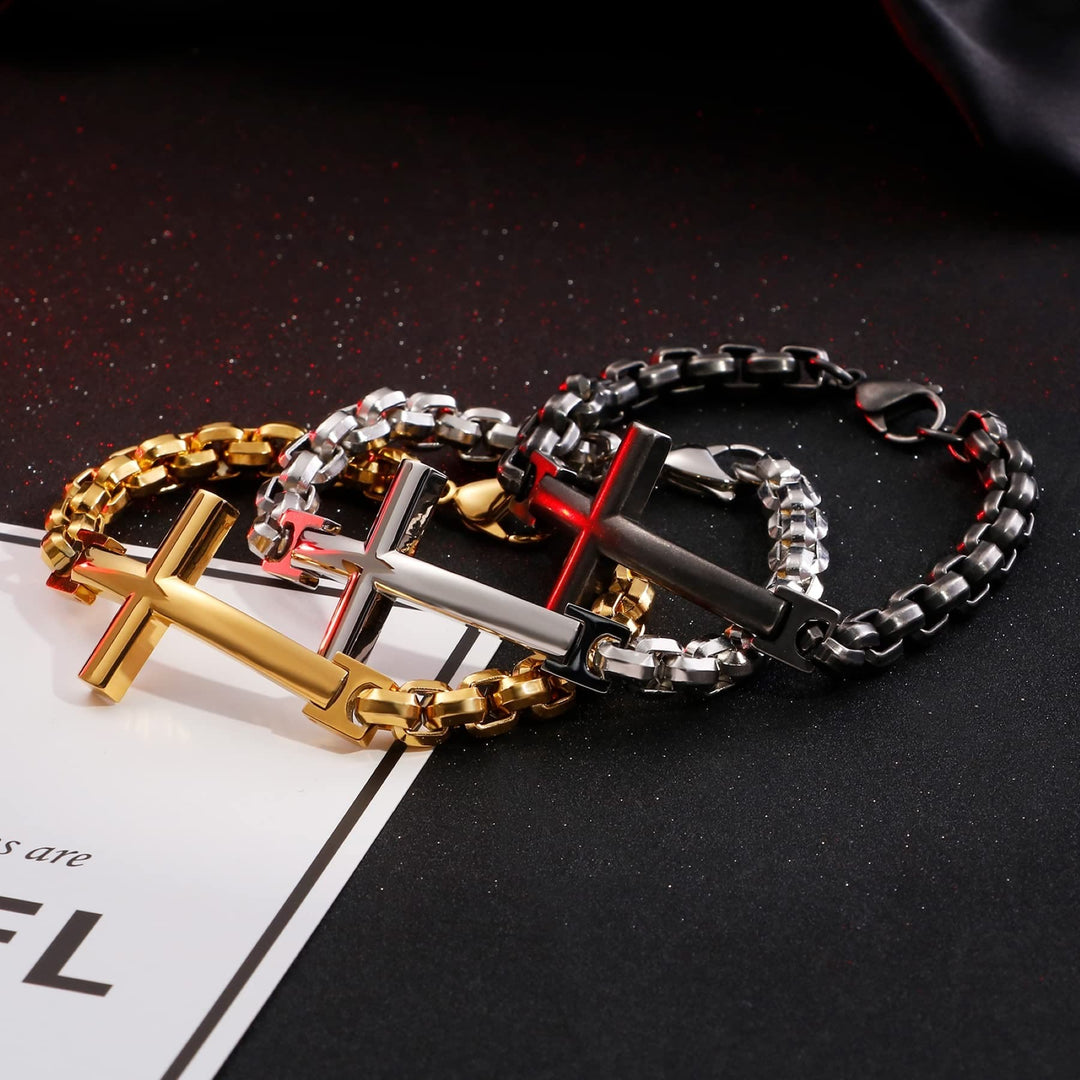 FREE Today: Multicolor Minimalist Cross Bracelet with Sleek Lines and Faithful Soul - image 1