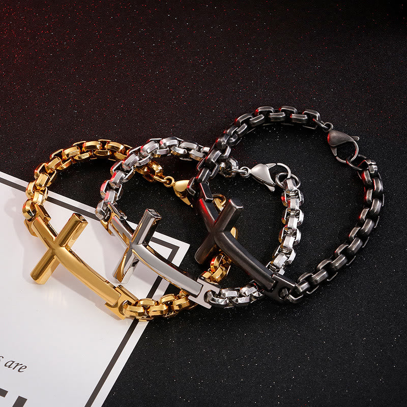 FREE Today: Multicolor Minimalist Cross Bracelet with Sleek Lines and Faithful Soul - image 2
