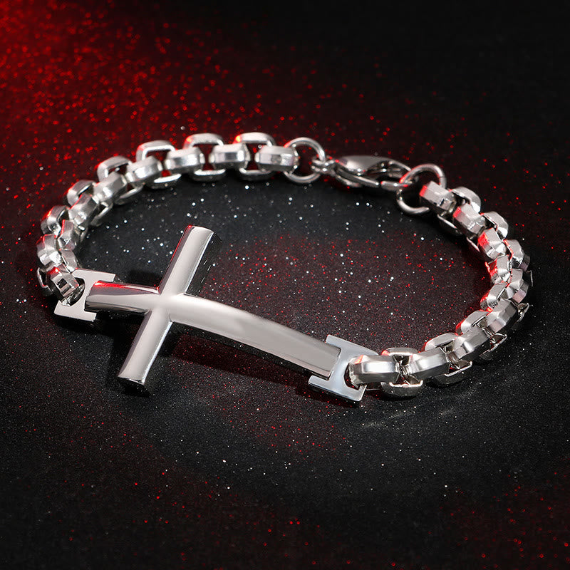 FREE Today: Multicolor Minimalist Cross Bracelet with Sleek Lines and Faithful Soul - Silver - image 5