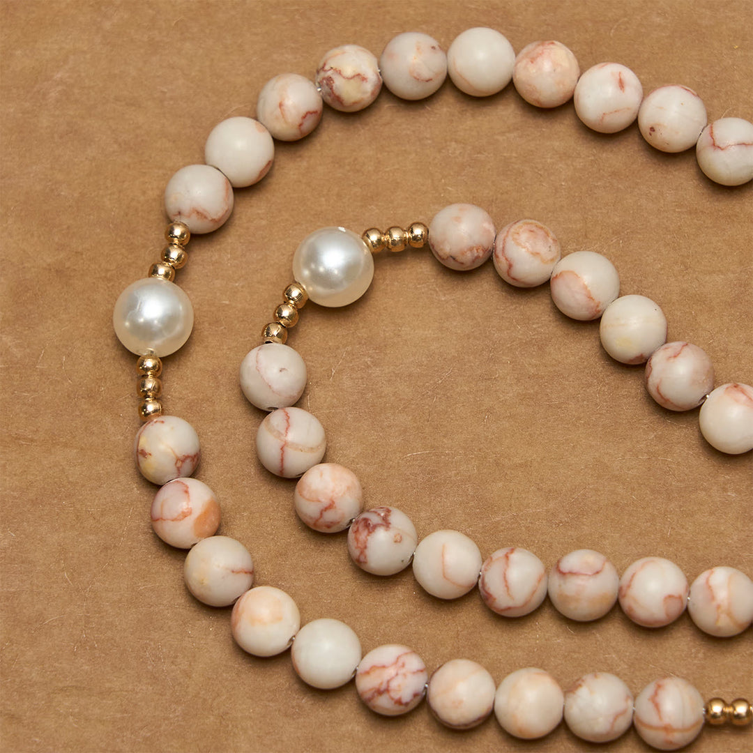 Christianartworkshop Matte Pink Zebra Jasper and Pearl Rosary with Miraculous Medal and Crucifix - image 8