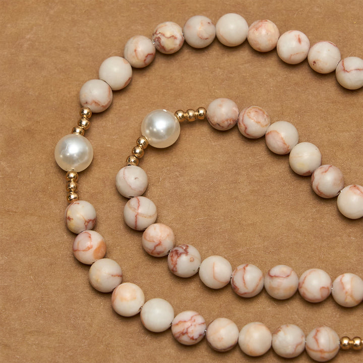 Christianartworkshop Matte Pink Zebra Jasper and Pearl Rosary with Miraculous Medal and Crucifix - image 8