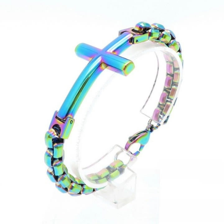 FREE Today: Multicolor Minimalist Cross Bracelet with Sleek Lines and Faithful Soul - image 7