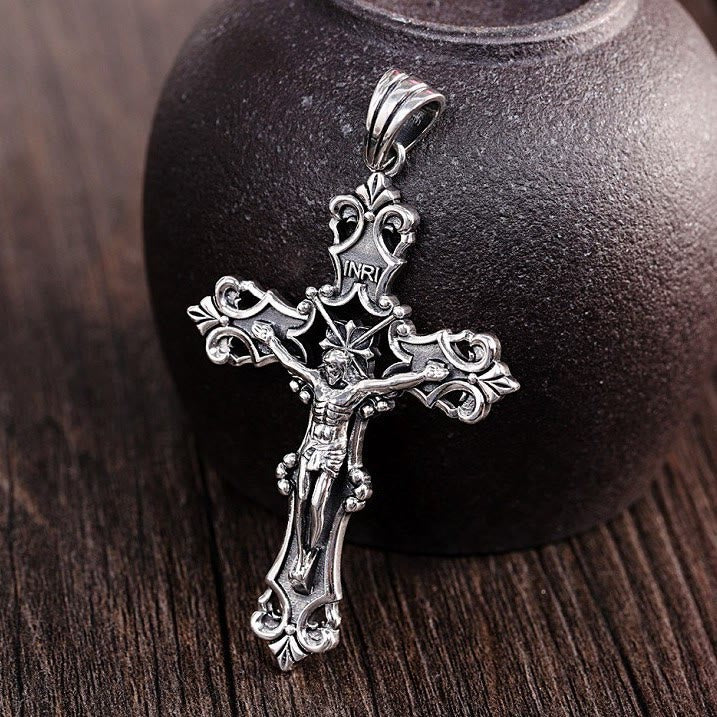 Christianartworkshop Rustic Bronze and Silver Crucifix Necklace in S925: A Testament of Faith - image 3