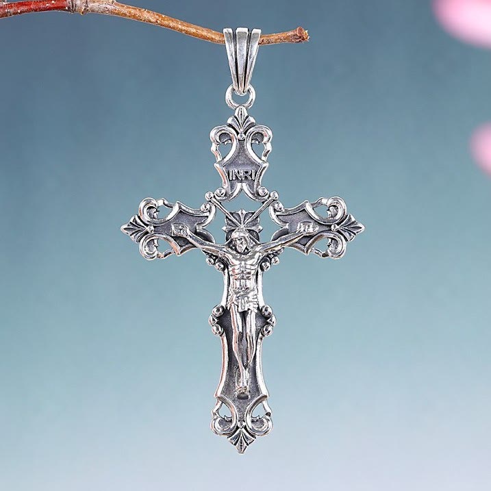 Christianartworkshop Rustic Bronze and Silver Crucifix Necklace in S925: A Testament of Faith - image 5