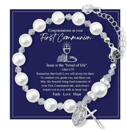 Christianartworkshop PRAYERFUL FAITH: First Communion Gift Bracelet with Cross and Blessing Card - J - image 10