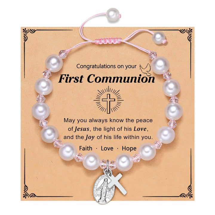 Christianartworkshop PRAYERFUL FAITH: First Communion Gift Bracelet with Cross and Blessing Card - D - image 4