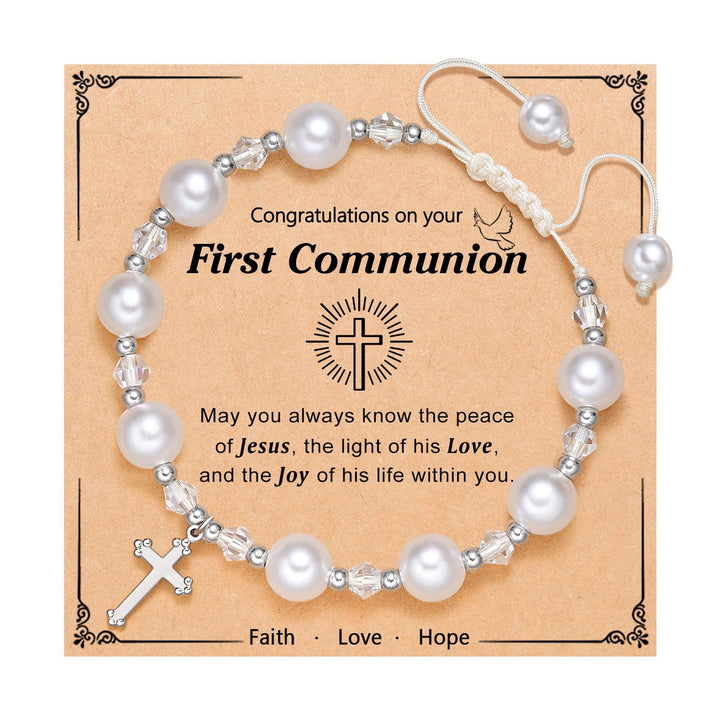 Christianartworkshop PRAYERFUL FAITH: First Communion Gift Bracelet with Cross and Blessing Card - F - image 6