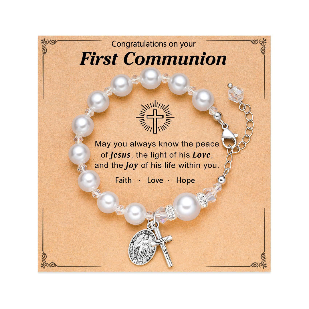 Christianartworkshop PRAYERFUL FAITH: First Communion Gift Bracelet with Cross and Blessing Card - G - image 7
