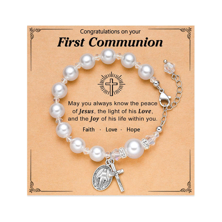 Christianartworkshop PRAYERFUL FAITH: First Communion Gift Bracelet with Cross and Blessing Card - G - image 7