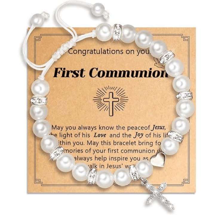 Christianartworkshop PRAYERFUL FAITH: First Communion Gift Bracelet with Cross and Blessing Card - L - image 12