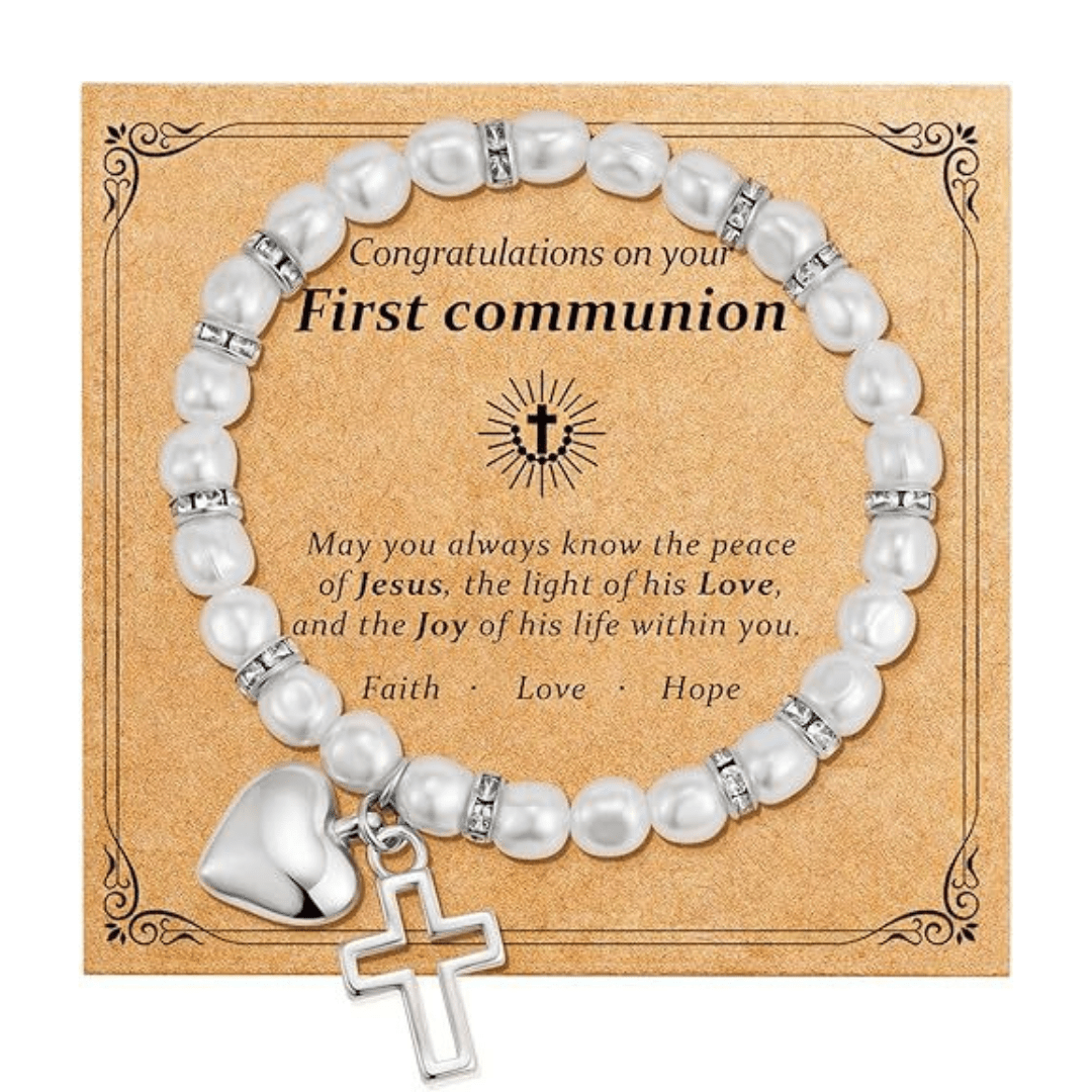 Christianartworkshop PRAYERFUL FAITH: First Communion Gift Bracelet with Cross and Blessing Card - M - image 13
