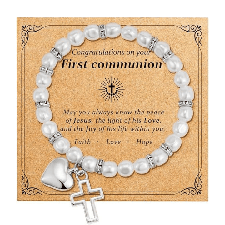 Christianartworkshop PRAYERFUL FAITH: First Communion Gift Bracelet with Cross and Blessing Card - M - image 13
