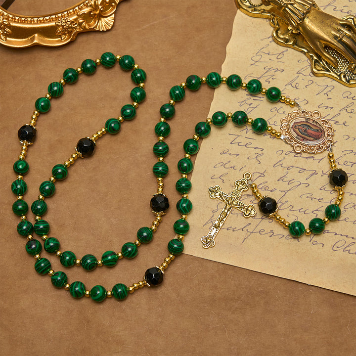 FREE Today: Smooth Green Tiger Eye Rosary with Crucifix & Holy Miraculous Medal - image 3