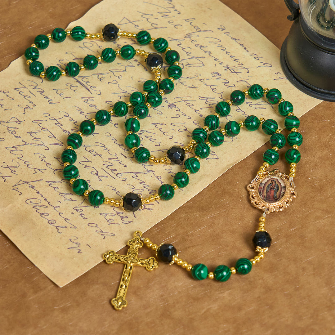 FREE Today: Smooth Green Tiger Eye Rosary with Crucifix & Holy Miraculous Medal - image 2