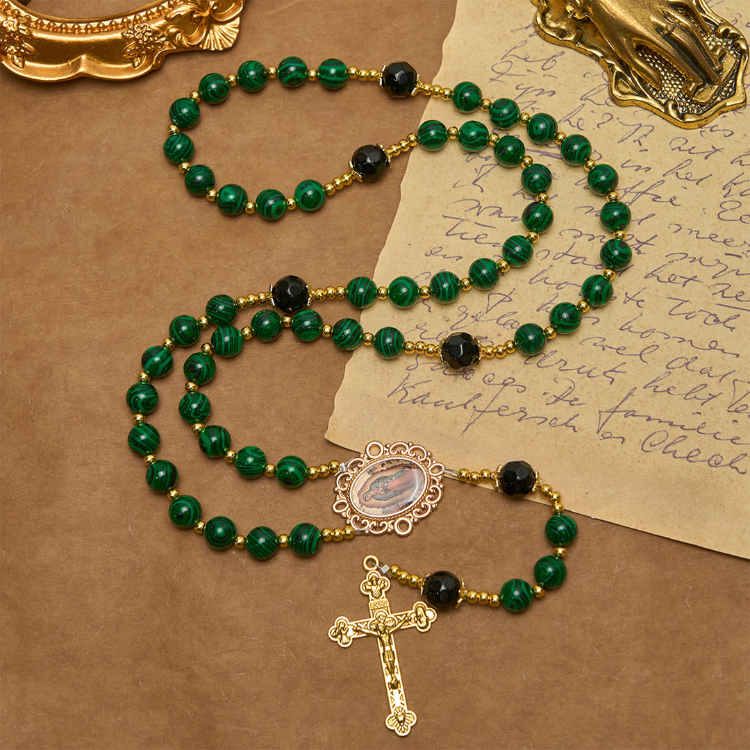 FREE Today: Smooth Green Tiger Eye Rosary with Crucifix & Holy Miraculous Medal - image 4