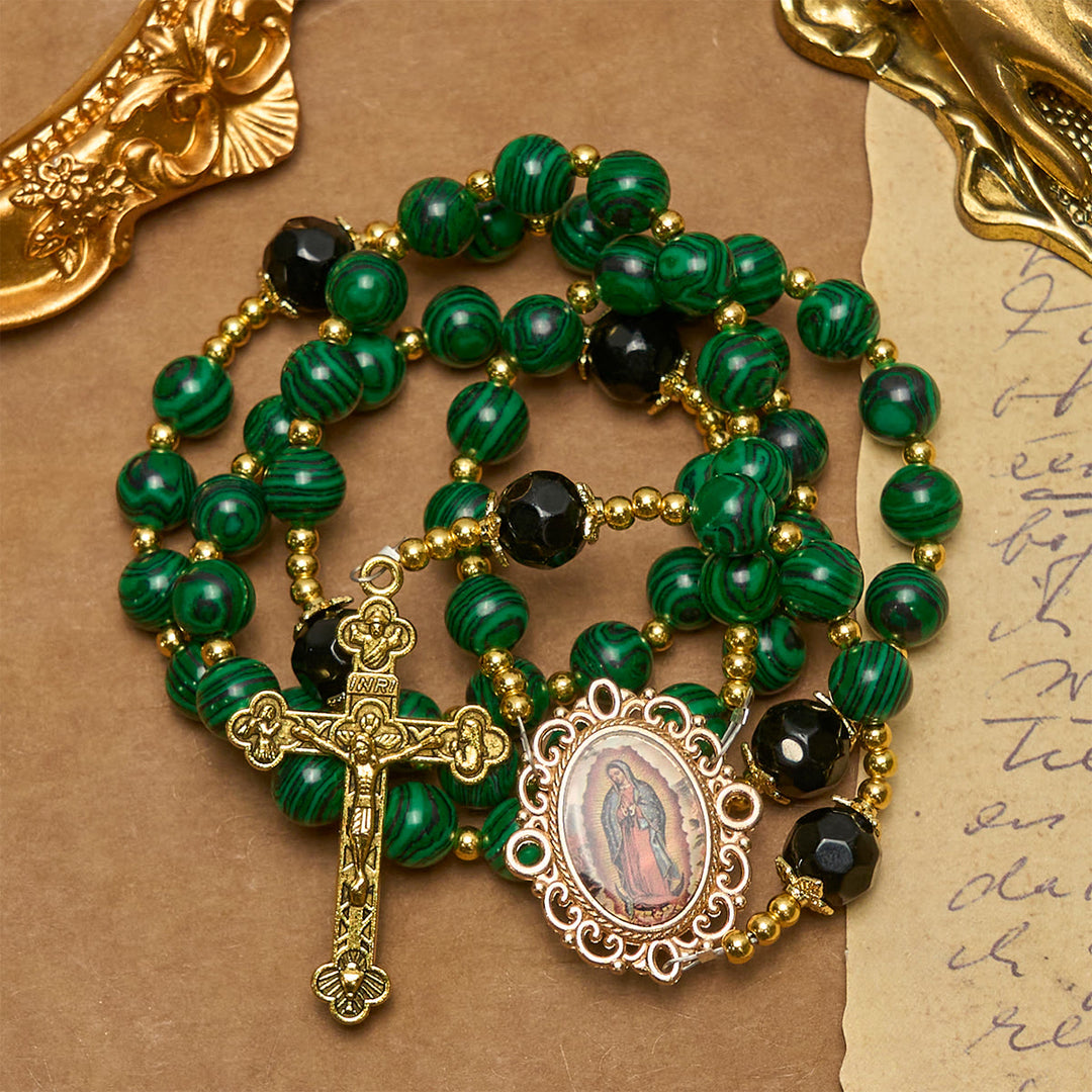 FREE Today: Smooth Green Tiger Eye Rosary with Crucifix & Holy Miraculous Medal - image 5