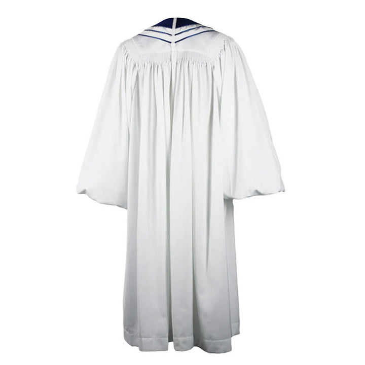 Christianartworkshop White Church Clergy Robe with Embroidered Crosses and Blue Panel Design - image 6