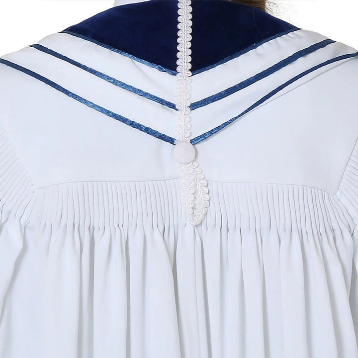Christianartworkshop White Church Clergy Robe with Embroidered Crosses and Blue Panel Design - image 9