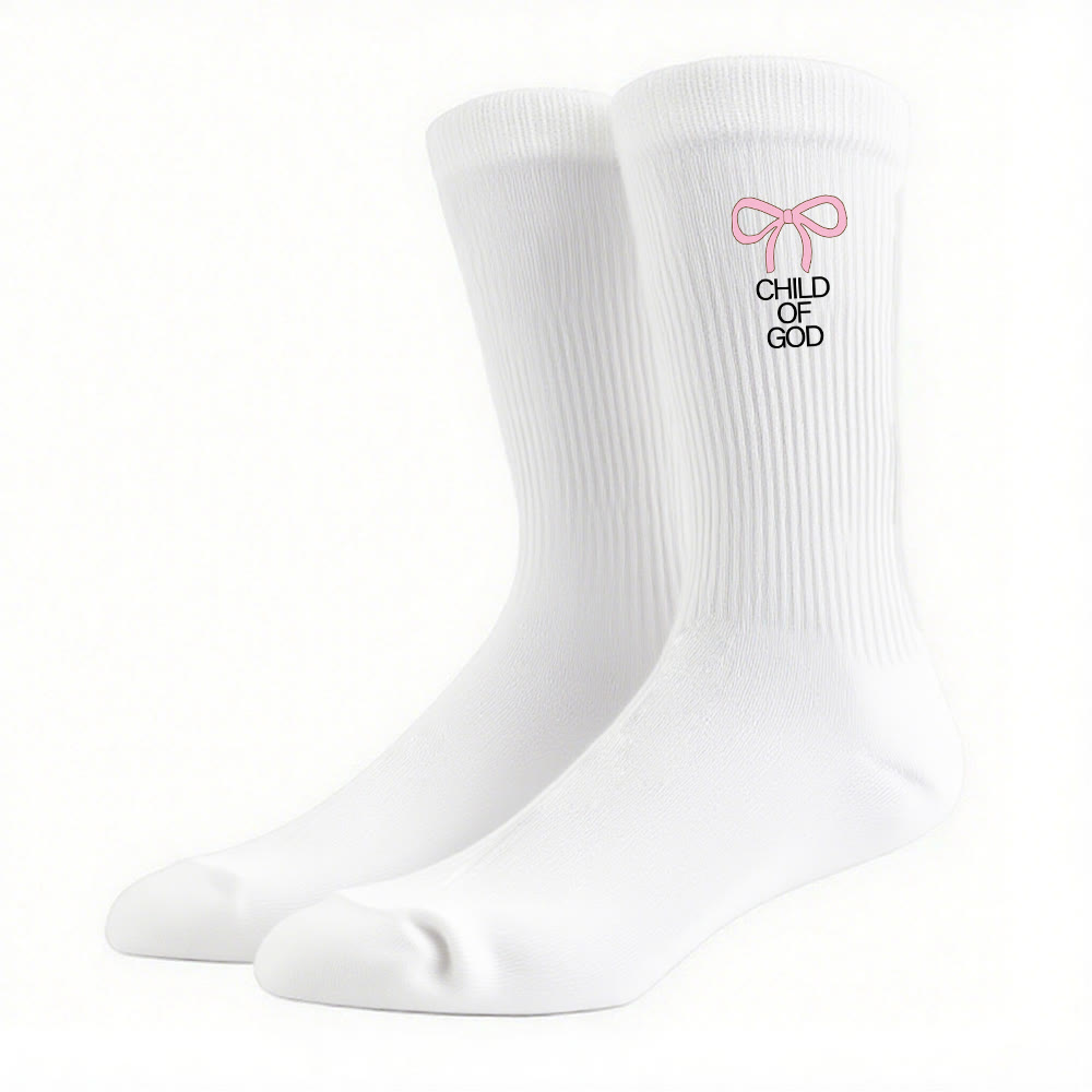 Christianartworkshop Child Of God with Pink Bow Crew Socks: Walk Gracefully in Faith - image 10