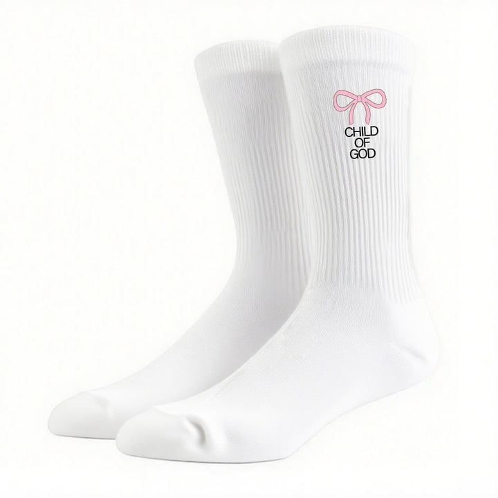 Christianartworkshop Child Of God with Pink Bow Crew Socks: Walk Gracefully in Faith - image 10