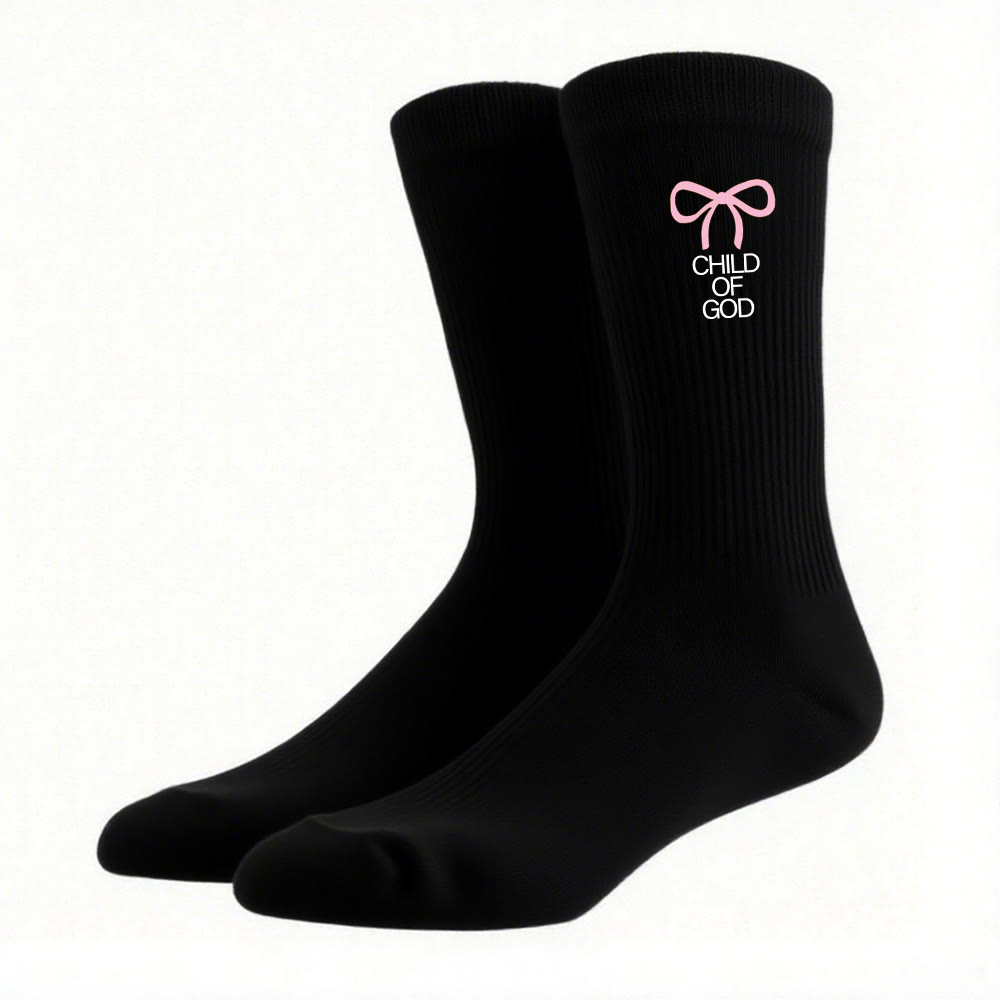 Christianartworkshop Child Of God with Pink Bow Crew Socks: Walk Gracefully in Faith - image 6