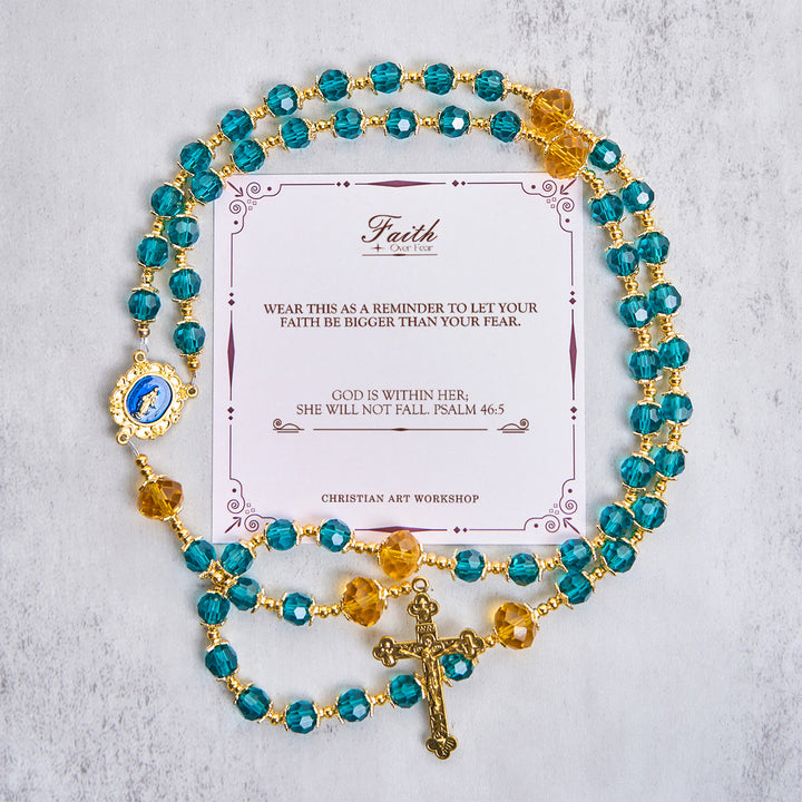 Christianartworkshop Jesus Is The Gift: Handmade Peacock Blue Crystal Beads Rosary with Gift Card - FAITH OVER FEAR - image 4