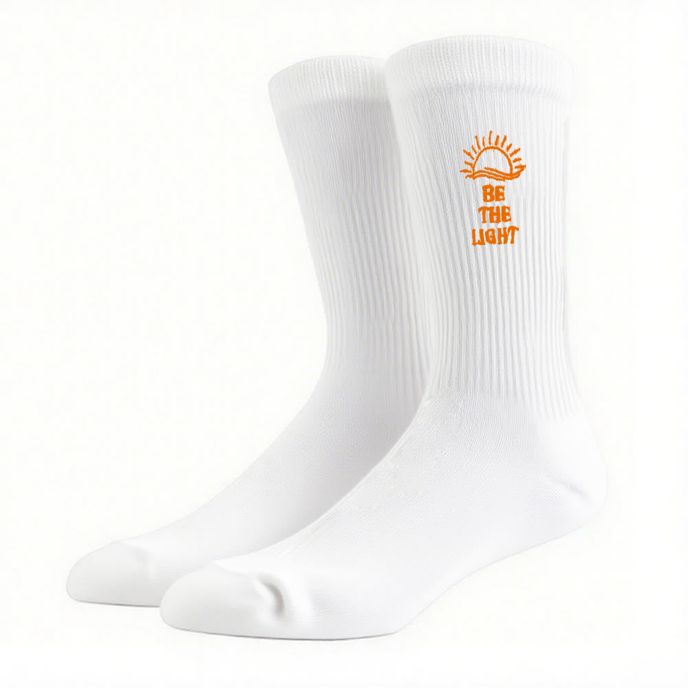Christianartworkshop Be The Light with Glimmering Sea Horizon Crew Socks: Shine with Spirit