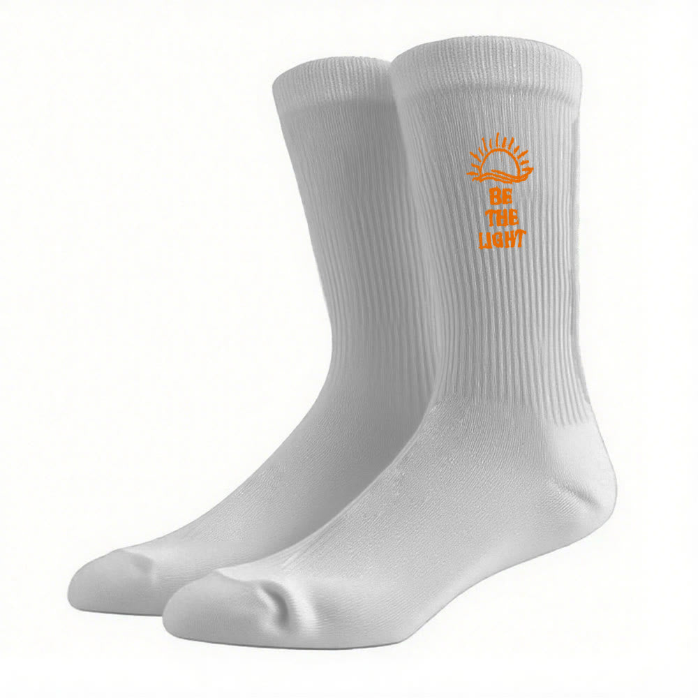 Christianartworkshop Be The Light with Glimmering Sea Horizon Crew Socks: Shine with Spirit