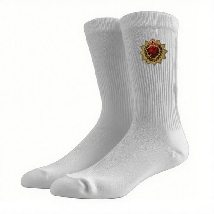 Christianartworkshop Divine Love Sacred Heart of Jesus Crew Socks: Walk in Devotion - Grey - Women (EU 36-39/US 8.5-9) - image 12