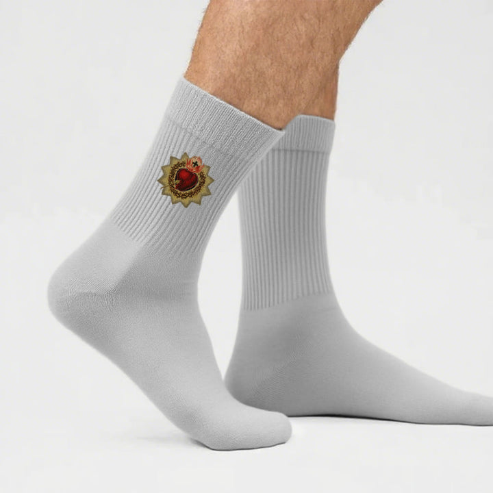 Christianartworkshop Divine Love Sacred Heart of Jesus Crew Socks: Walk in Devotion - Grey - Men (EU 40-44/US 7.5-11) - image 11
