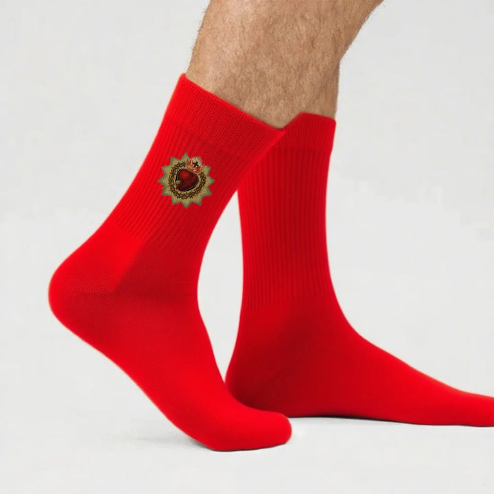 Christianartworkshop Divine Love Sacred Heart of Jesus Crew Socks: Walk in Devotion - Red - Men (EU 40-44/US 7.5-11) - image 15