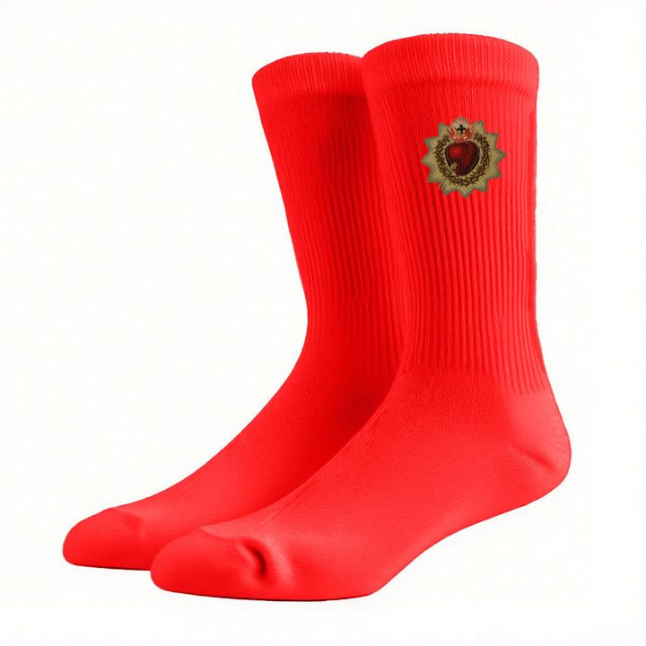 Christianartworkshop Divine Love Sacred Heart of Jesus Crew Socks: Walk in Devotion - Red - Women (EU 36-39/US 8.5-9) - image 16