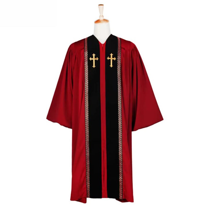 Christianartworkshop Traditional Multi-Color Church Clergy Robe with Gold Cross & Decorative - image 3